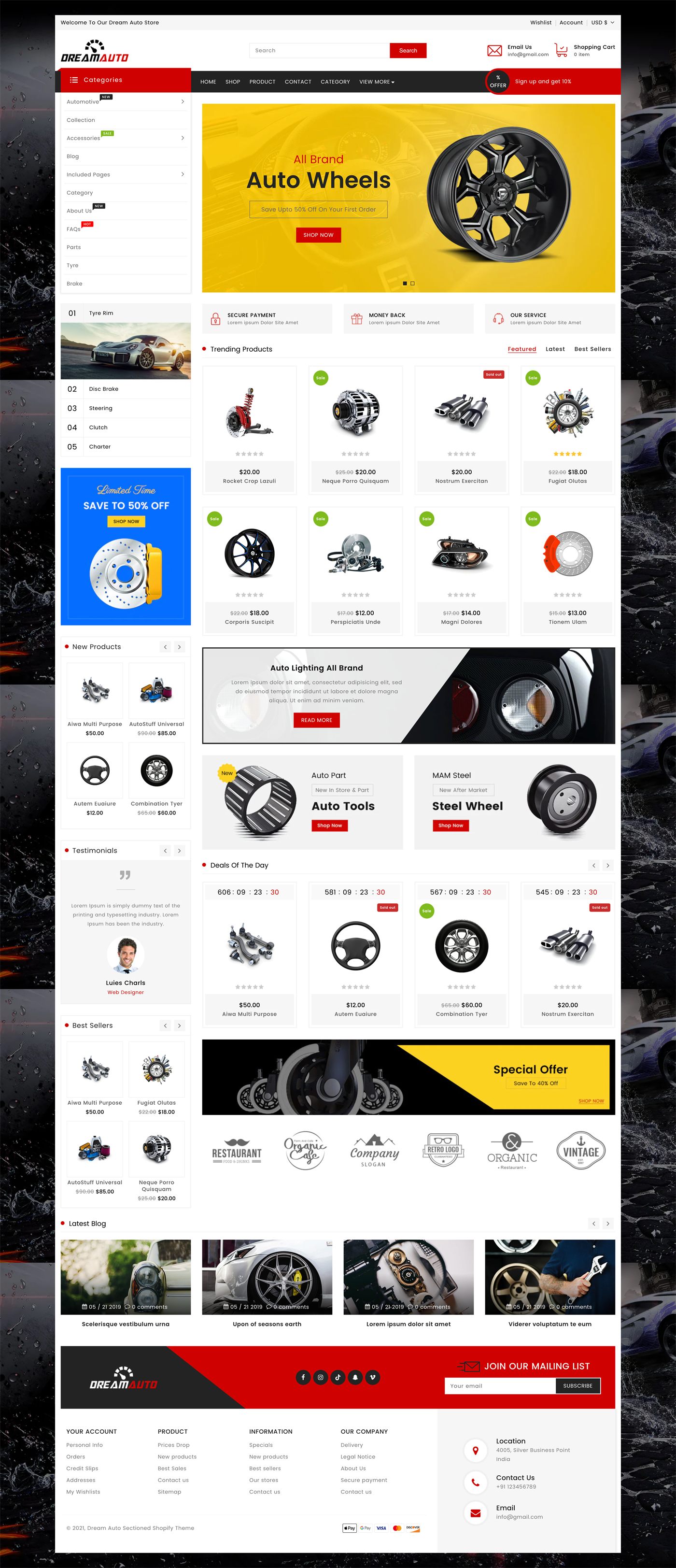 Dream Auto Parts Shopify Theme template